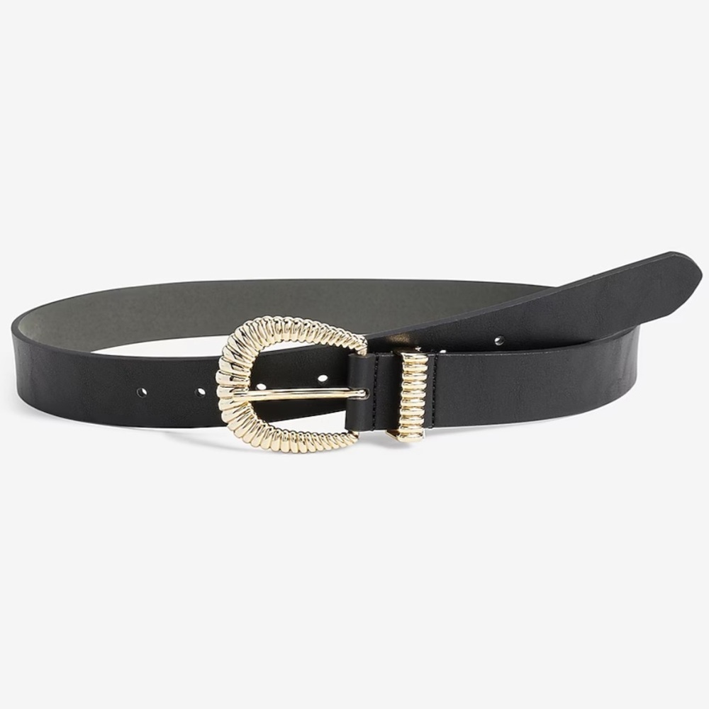 Black Modern Rodeo Gold Buckle Belt